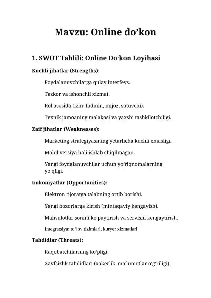 Online Do‘kon Loyihasi 2