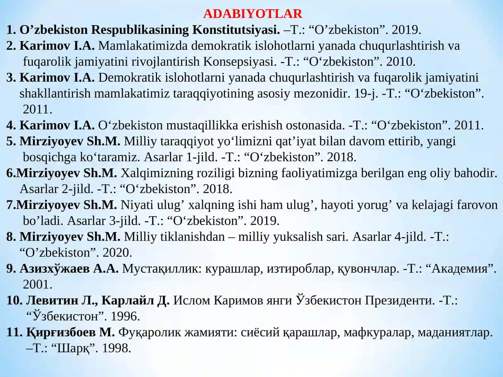 O‘zbekistonda siyosiy islohotlar 2