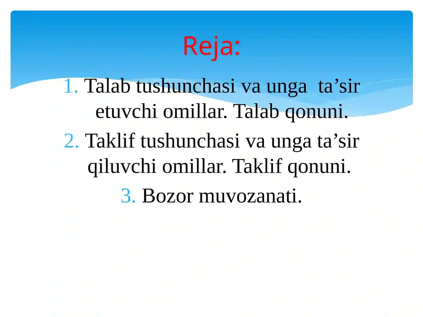 Talab va taklif asoslari 2