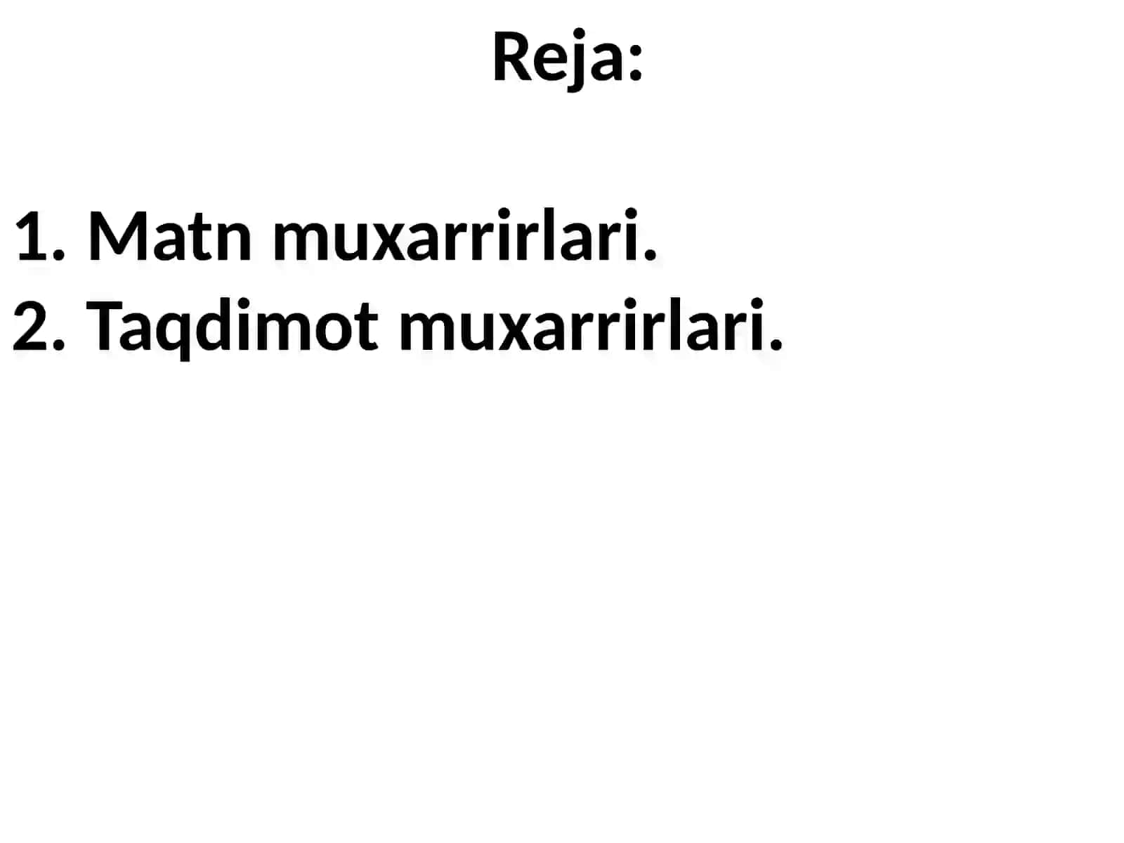 Mutaxassislik masalalarida axborot texnologiyalarini qo’llash. Matn va taqdimot muxarrirlari 2