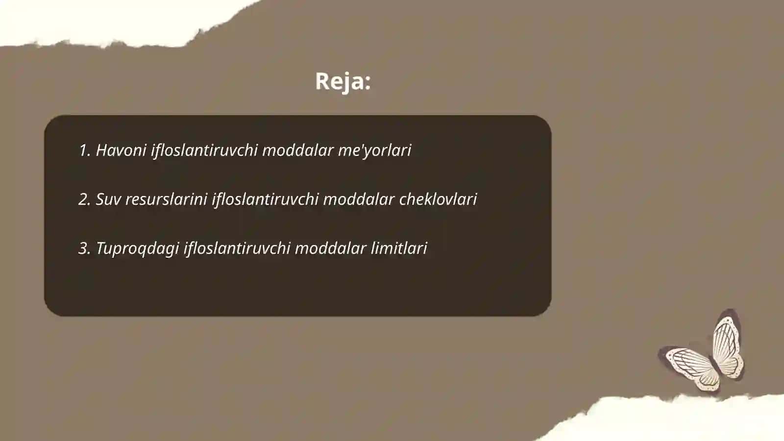 Havoni ifloslantiruvchi moddalar me'yorlari 2