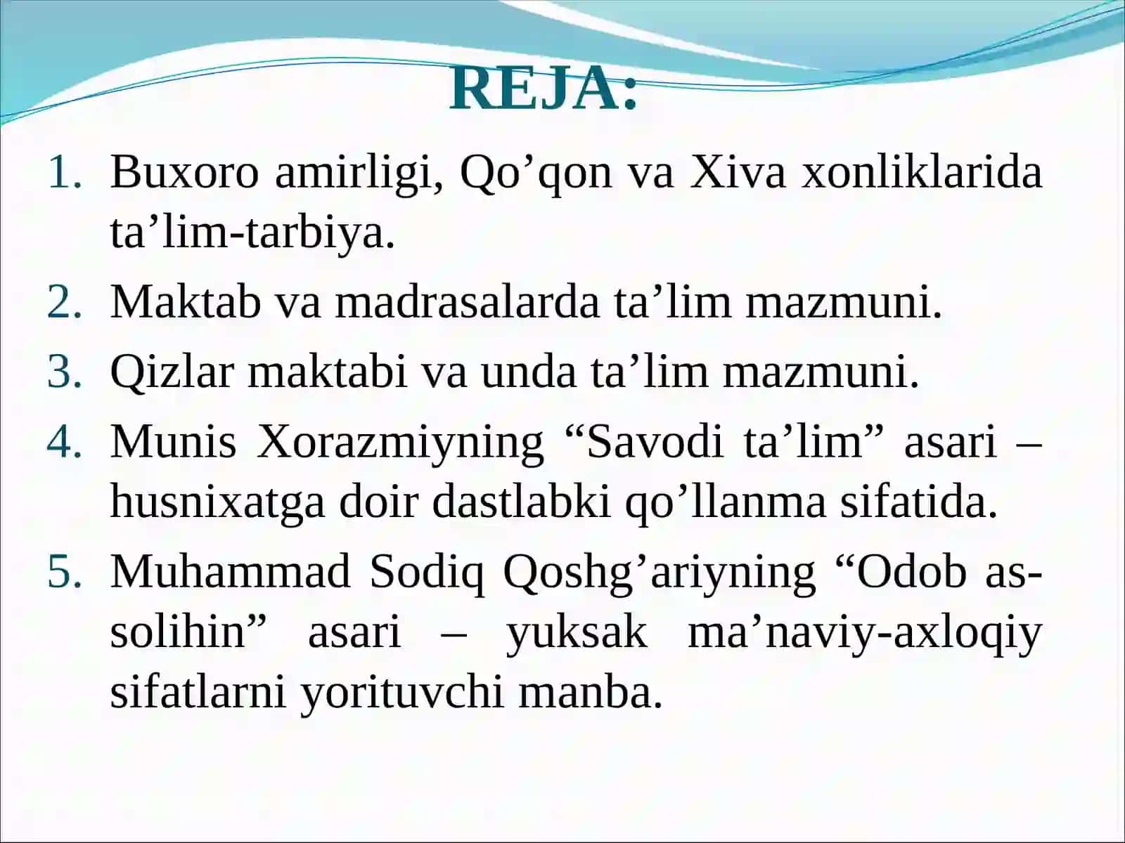 XVII АSRDАN XIX АSRNING YARMIGАCHА TАRBIYA, MАKTАB VА PЕDАGОGIK FIKRLАR RIVOJI 2
