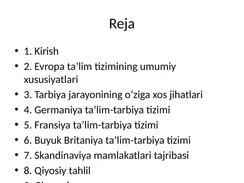 Evropa mamlakatlarida ta’lim-tarbiya masalalari va qiyosiy tahlili 2