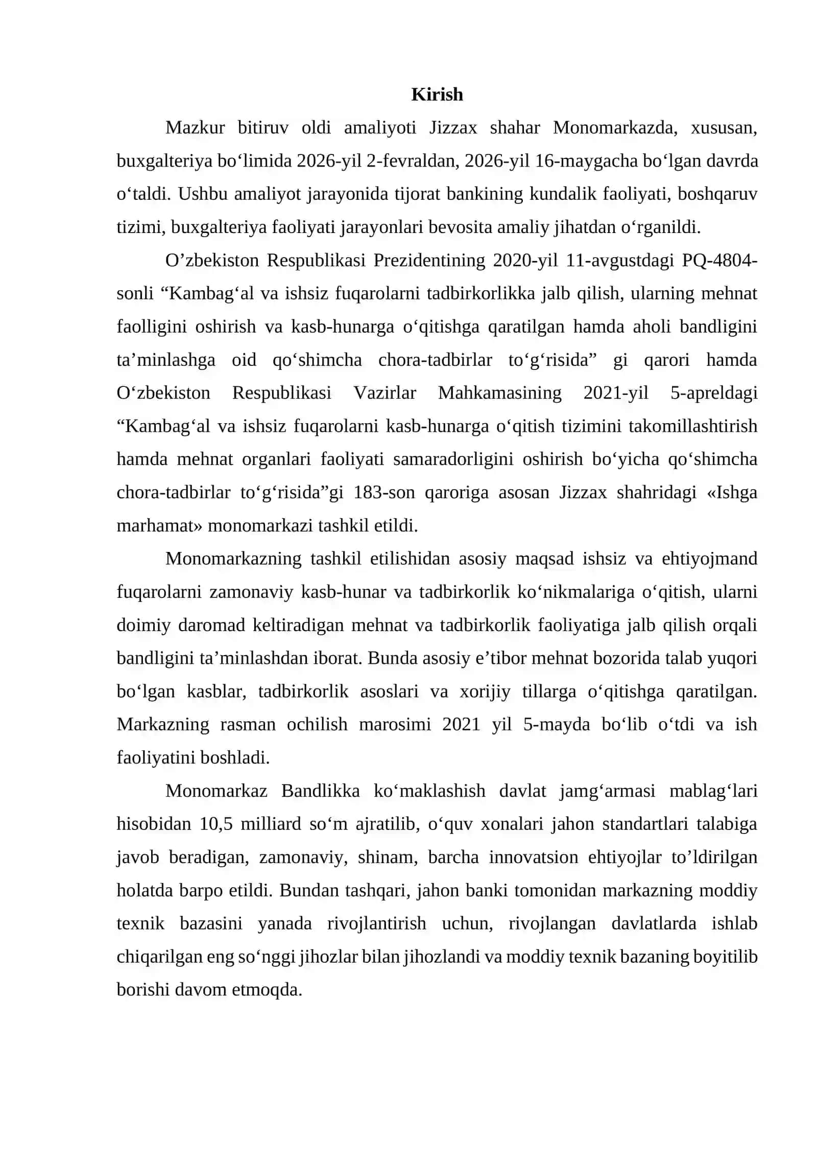 Jizzax shahridagi “Ishga marhamat”monomarkazi faolyati tahlili 2