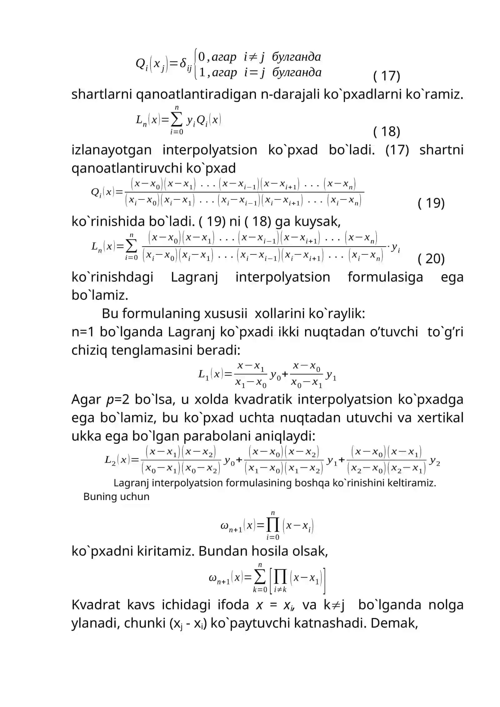 Lagranj interpolyasiyon formulasi 2