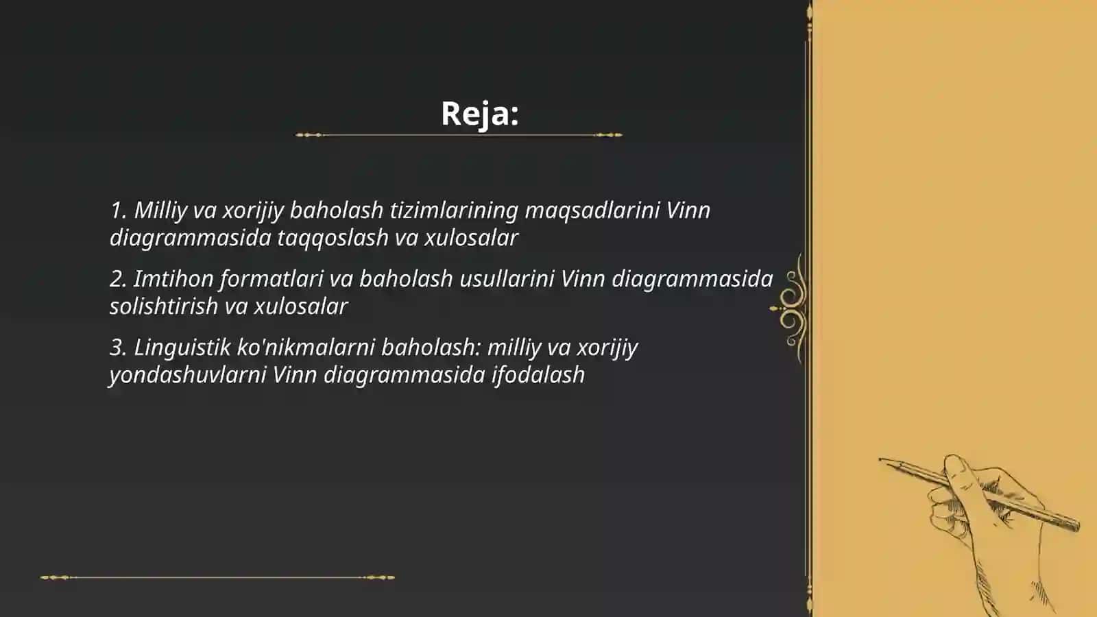 Milliy va xorijiy baholash tizimlarini solig'ini Vinn diagrammasida ifodalash 2