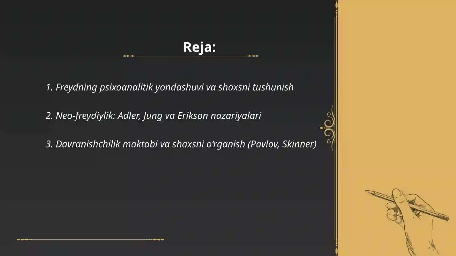 Freydning psixoanalitik yondashuvi va shaxsni tushunish 2