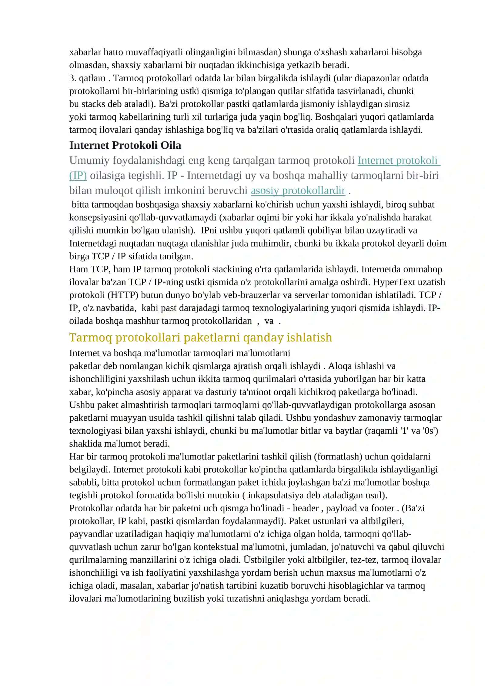 Kompyuter tarmoqlarining asosiy protokollari 2