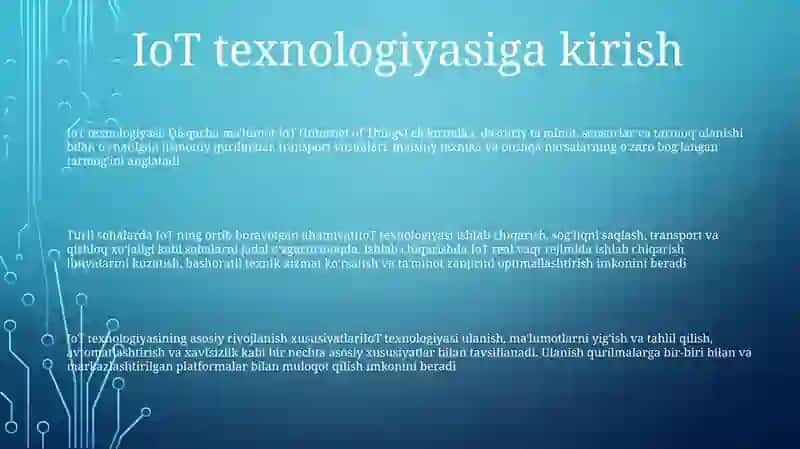 IoT Texnologiyasini Rivojlantirish Xususiyatlari (Internet Of Things) 2