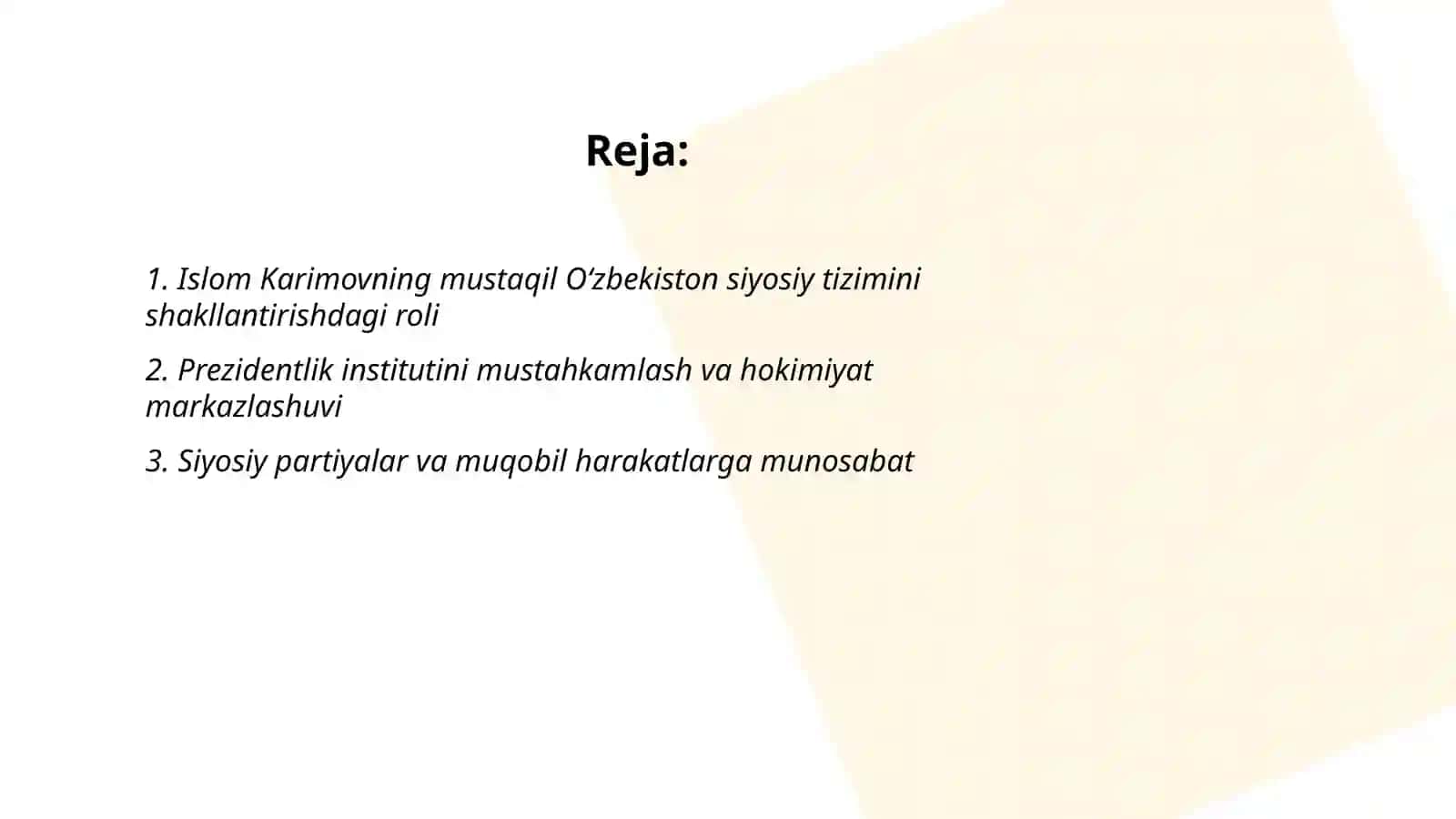 Islom Karimov mustaqil o'zbekistonda siyosiy taraqqiyot yo'llari haqida 2