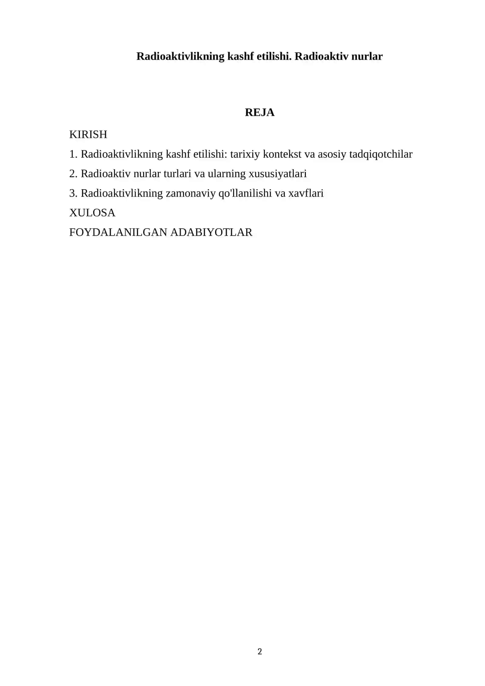 Radioaktivlikning kashf etilishi. Radioaktiv nurlar 2