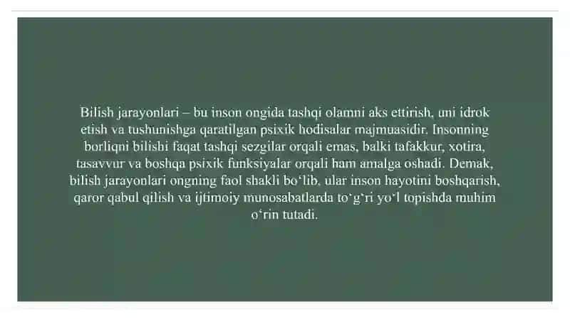 Bilish jarayonlari umumiy tushuncha 2