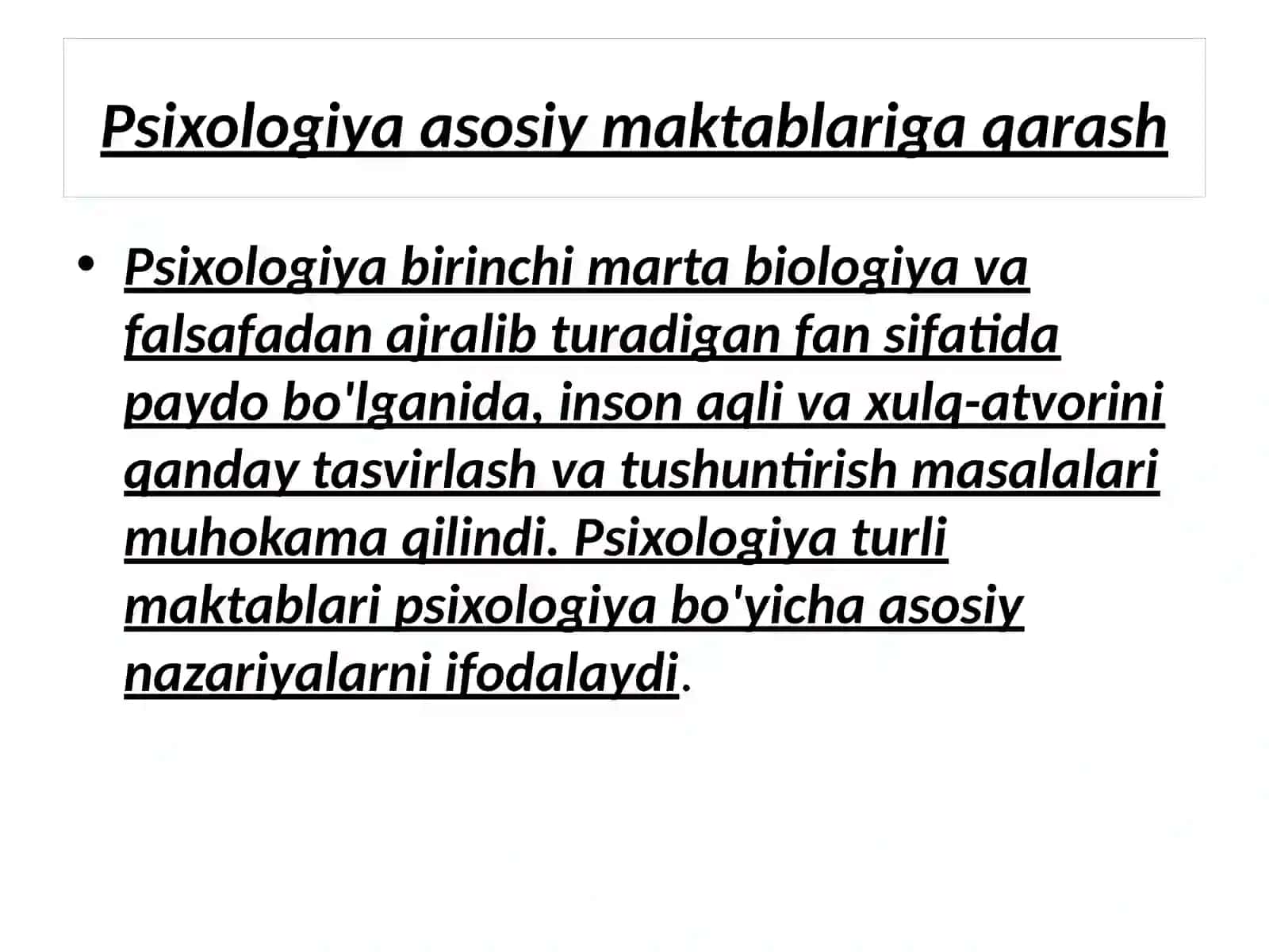 PSIXOLOGIK MAKTABLARNING YUZAGA KELISH TARIXI 2