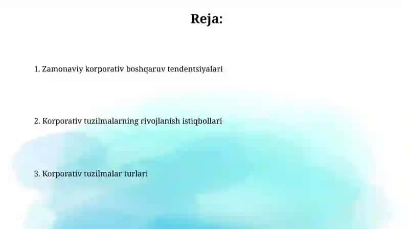 Korporativ tuzilmalar va ular rivojlanishi istiqbolari 2