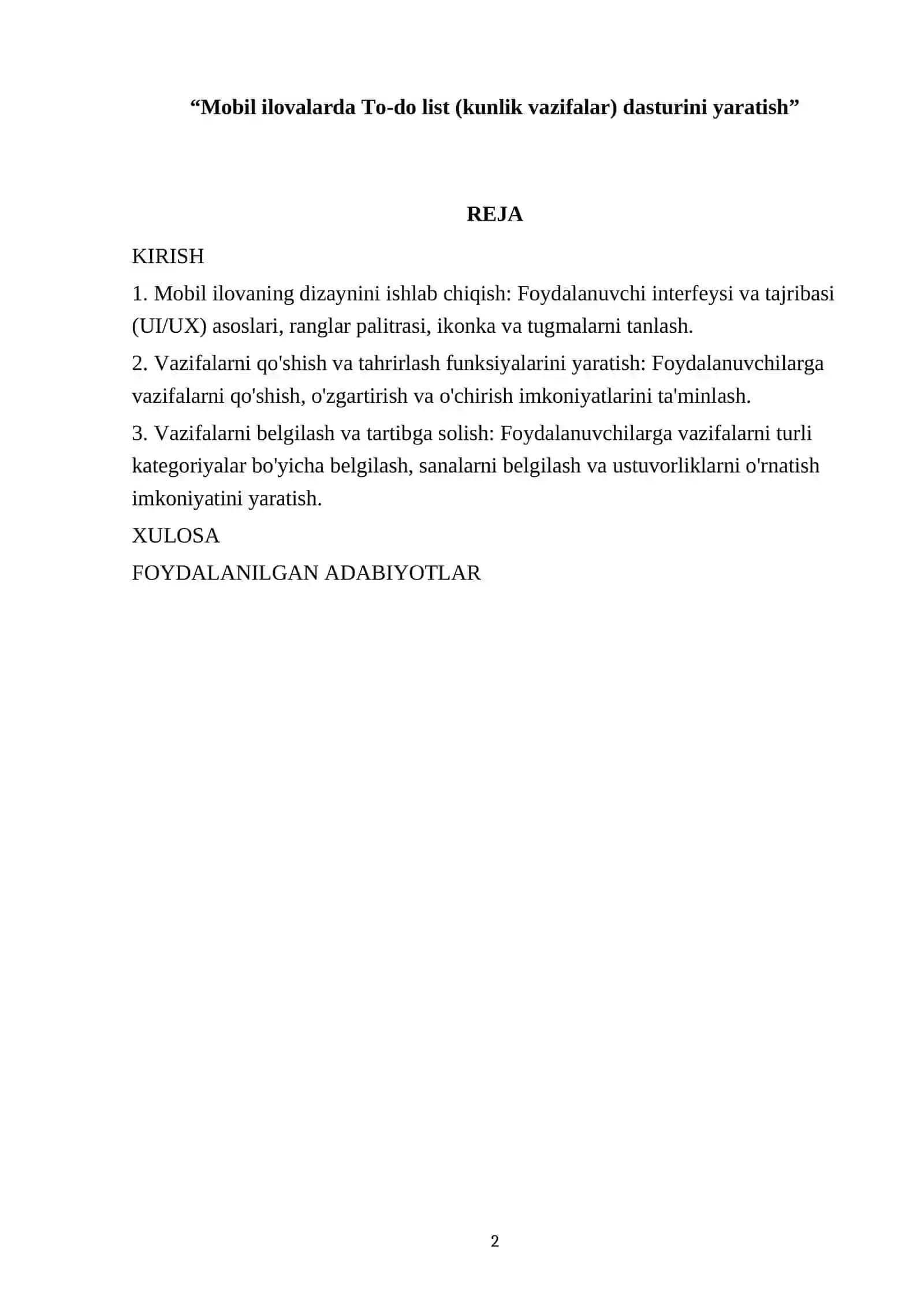 Mobil ilovalarda To-do list (kunlik vazifalar) dasturini yaratish 2