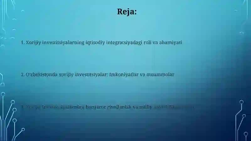 Ilqtisodiyotning xalqaro integratsiyasida xorijiy investitsiyalarning ơrni va ahamiyati 2