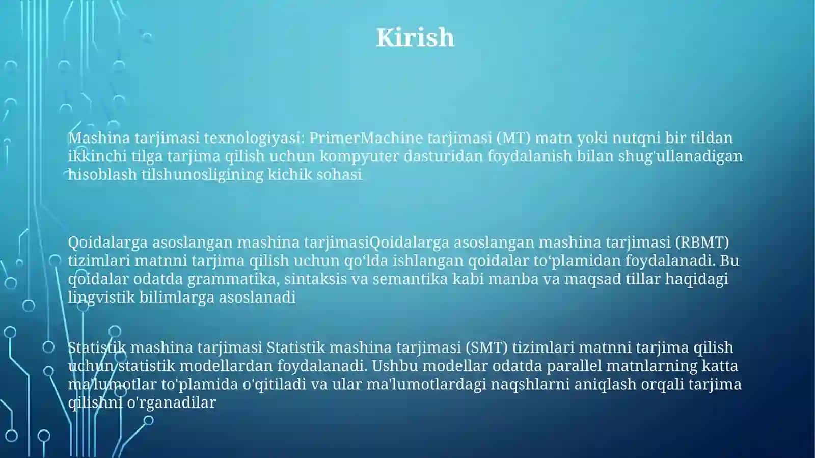 Qoidaga Asoslangan Mashina Tarjimasi Texnalogiyasining Lingvistik Algoritmini Yaratish. 2