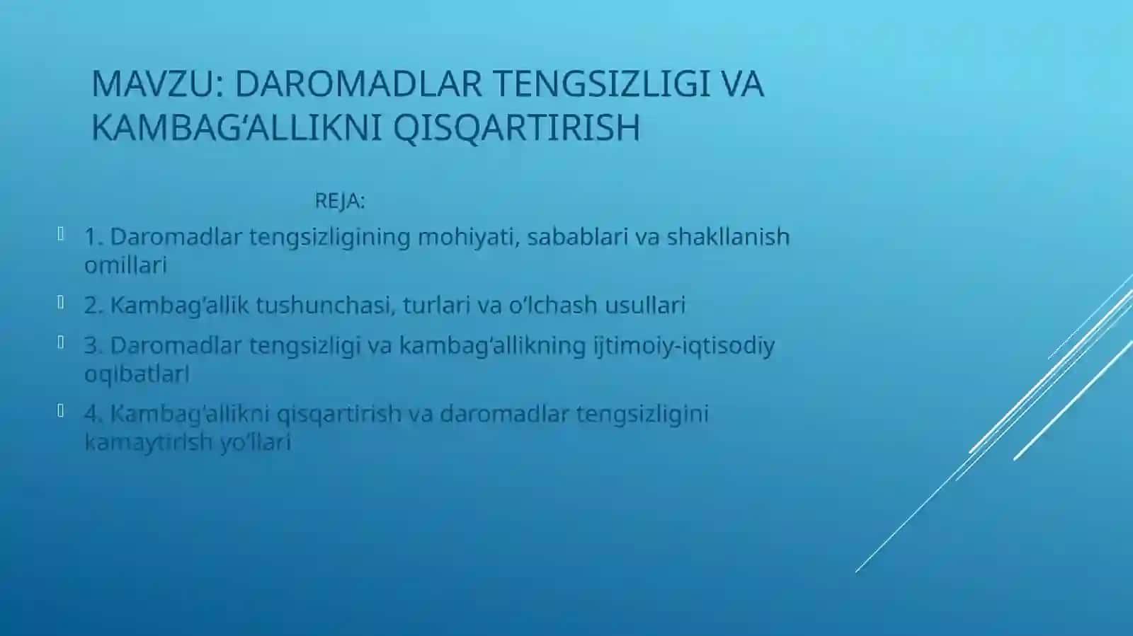 Daromadlar tengsizligi va kambag‘allikni qisqartirish 2