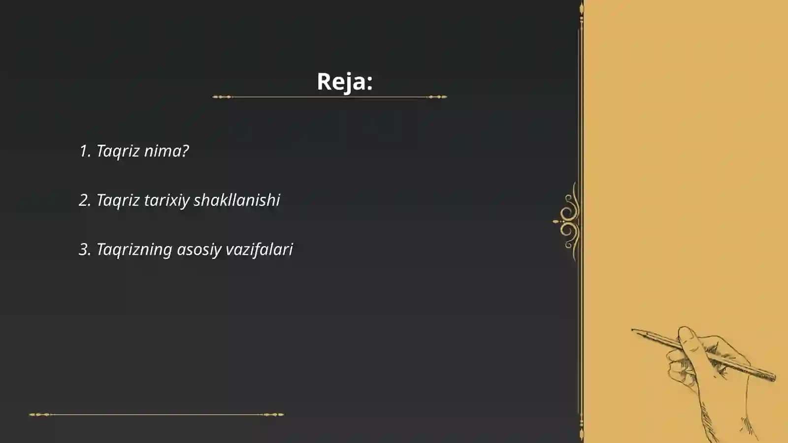 Taqriz matnni. Taqrizning turlari 2