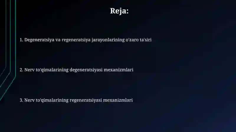Nerv tòqimasining degeneratsiyasi va regeneratsiyasi mexanizmlari 2