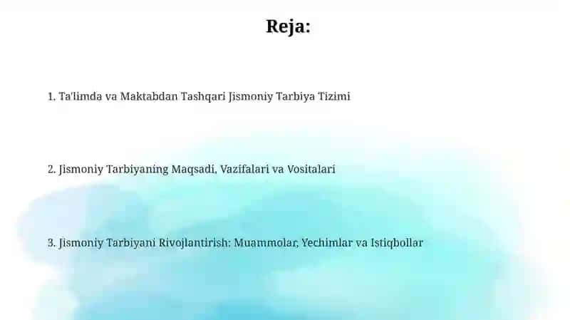 Ta'limda va maktabdan tashqari jismoniy tarbiya tizimi 2