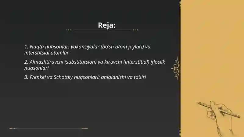Kristall panjaradagi nuqsonlar 2