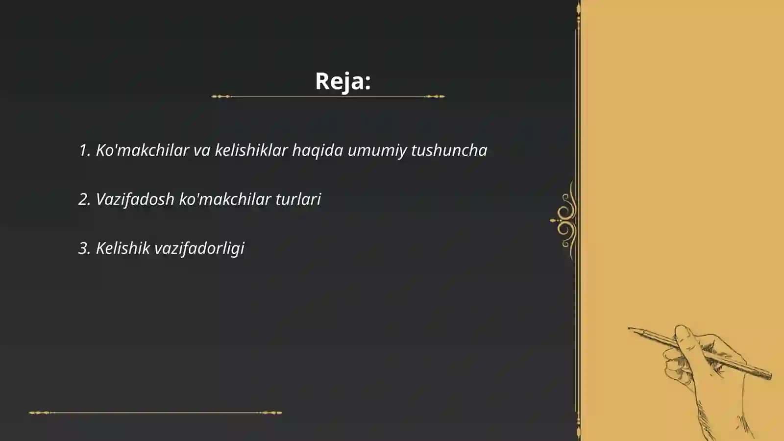 Ko'makchilar va kelishiklar haqida umumiy tushuncha 2