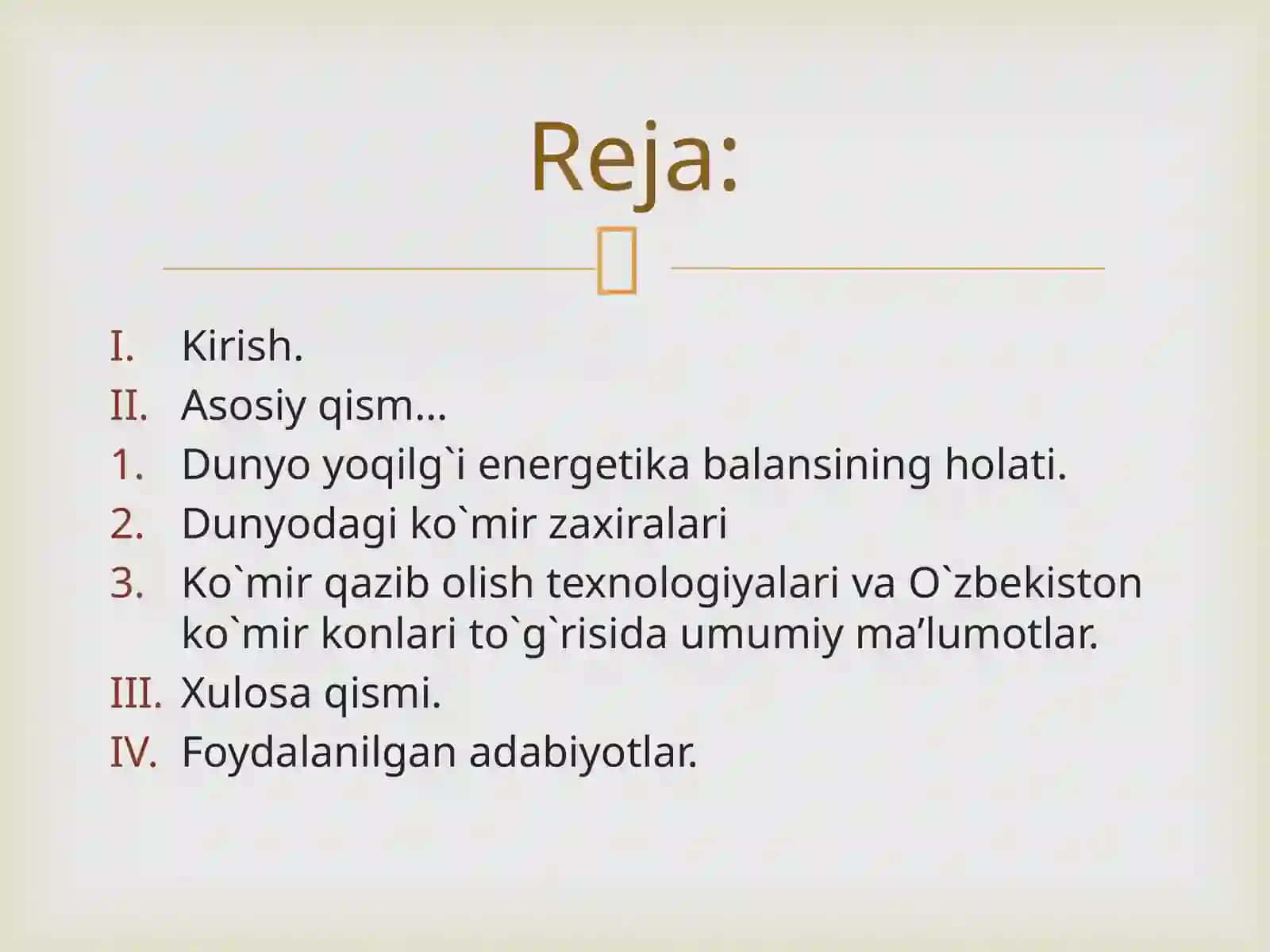 DUNYO YOQILG`I ENERGETIKA BALANSINING HOLATI VA KO`MIR QAZIB CHIQARISH TEXNOLOGIYALARI 2