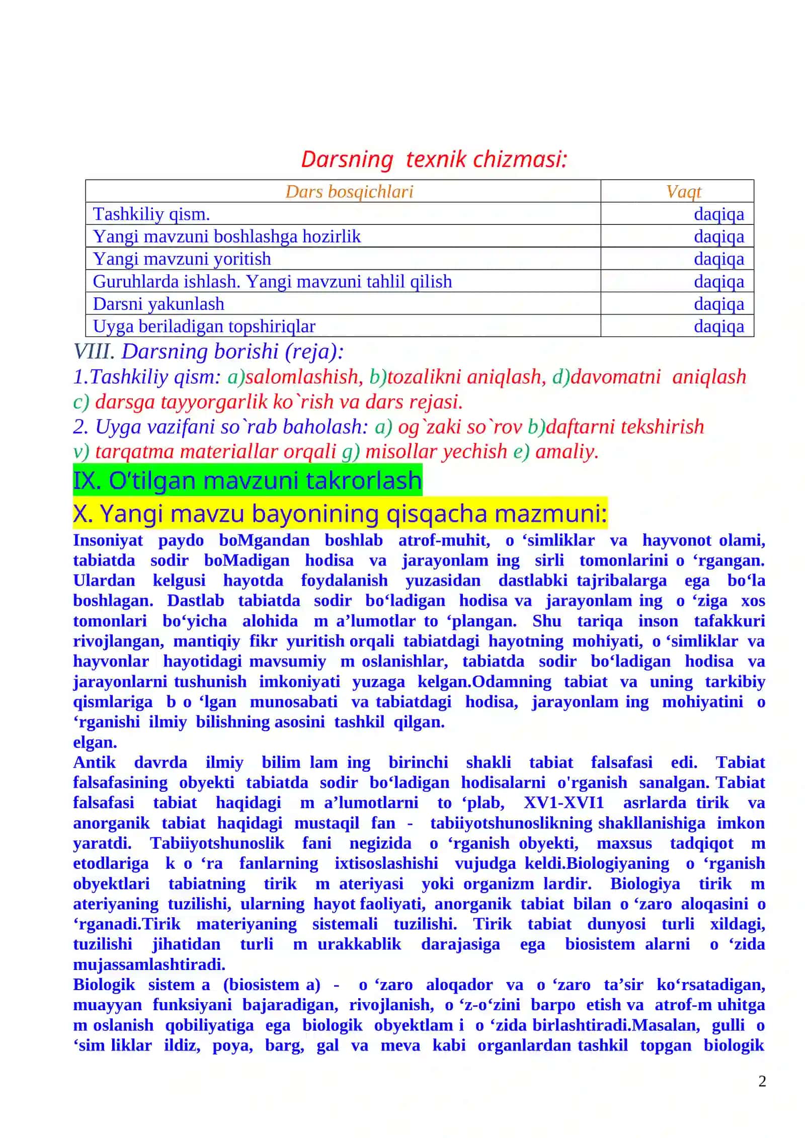 Biologiya fanining ekologiya va biologik tizimlar mavzusi 2