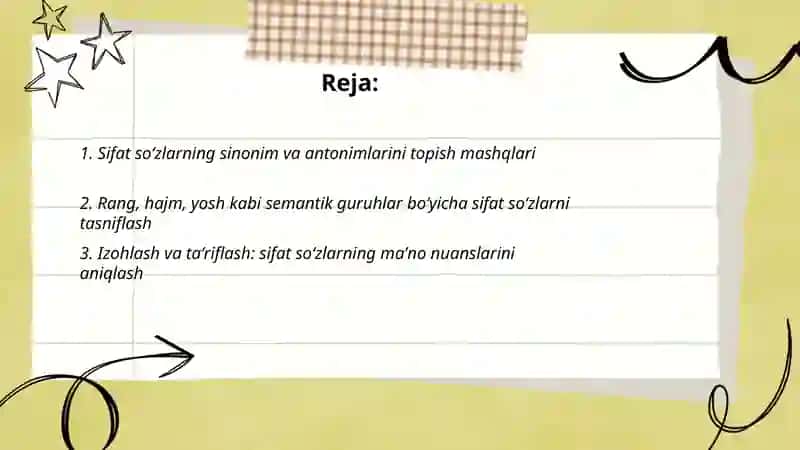 Sifat soʻz turkumini oʻrganishdagi leksik-semantik mashqlar 2