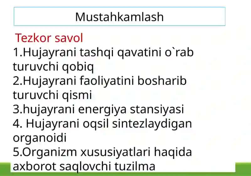 Hujayrava organizmining hayotiy xossalari 2