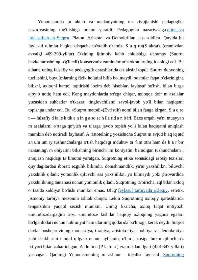 Qadimgi Yunonistonda ta’lim-tarbiya va ilm-fan rivojlanishi qanday bo‘lgan 2