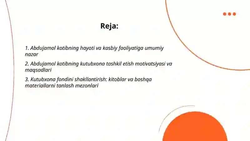 Abdujamol kotibning kutubxona tashkil etish motivatsiyasi va maqsadlari 2