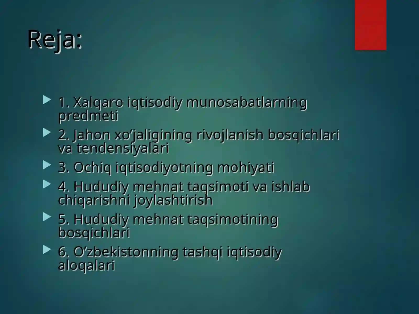 Xalqaro iqtisodiy munosabatlar tizimida xalqaro savdo 2