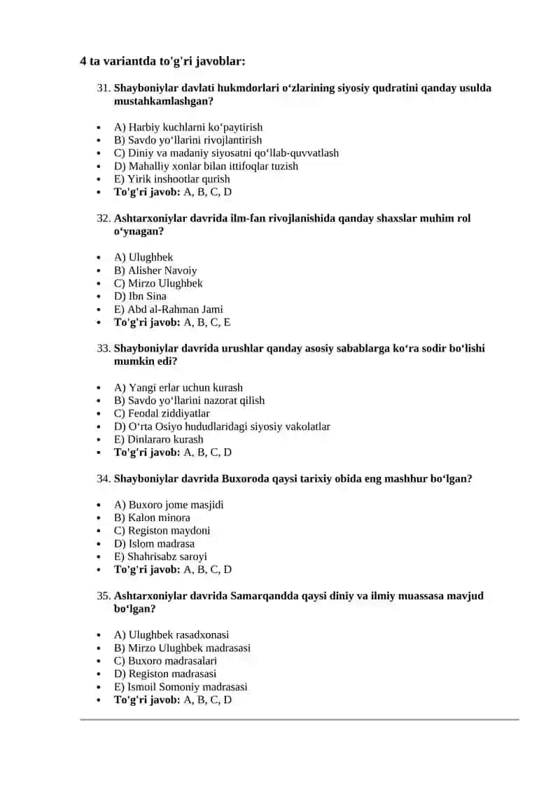 SHAYBONIYLAR.ASHTARXONIYLAR.XONLIKLARNING 3GA BO’LINISHI 2