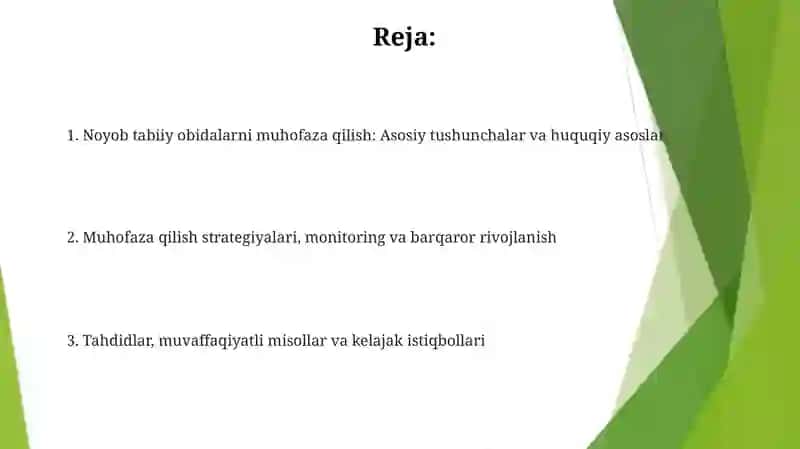 Noyob tabiat yodgorliklaridan foydalanish va muhofaza etish 2