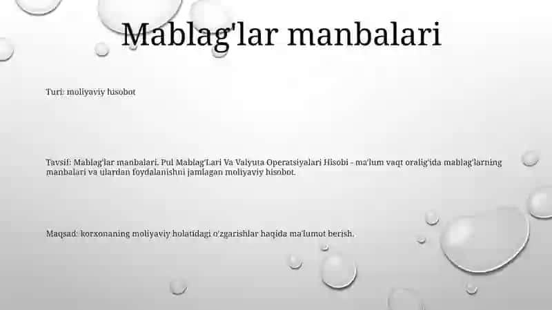 Pul Mablag’Lari Va Valyuta Operatsiyalari Hisobi 2