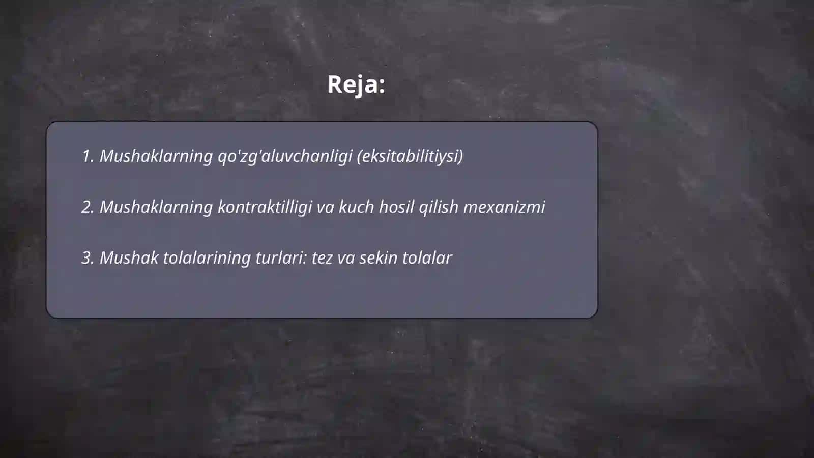 Muskul xossalarini fiziologiyasi 2