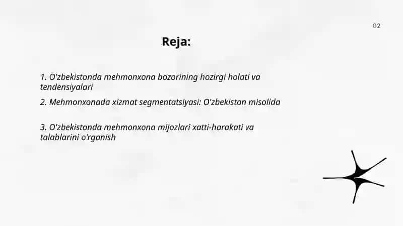 Mehmonhonada biznezning marketing tadqiqotlari özbekiston misolida 2