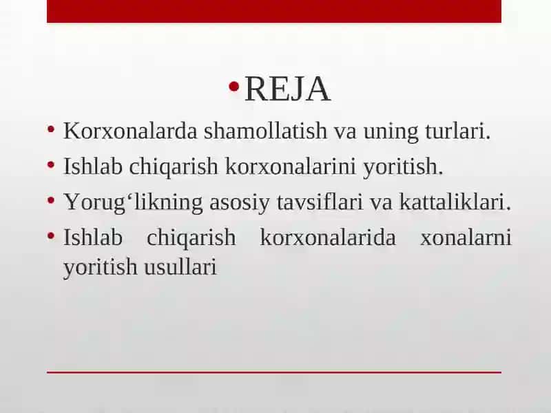 Ishlab chiqarish korxonalarini shamollatish va yoritish tizimi 2