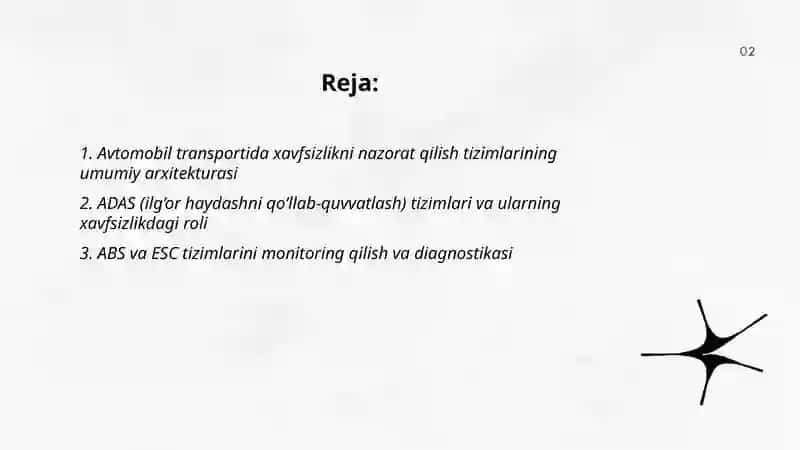 Avtomobil transportida xavfsizlikni nazorat qilish tizimlari 2