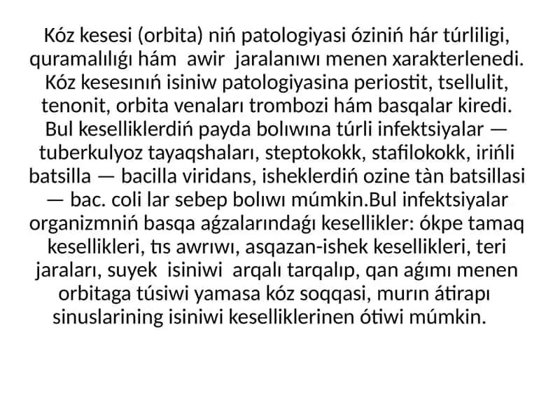 Orbita jaraqatlari ham kesellikleri 2
