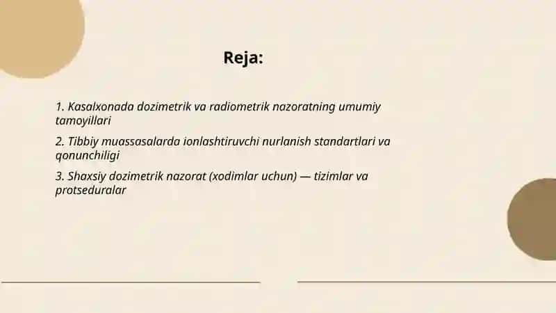 Kasalxonada dozimetrik va radiometrik nazorat 2