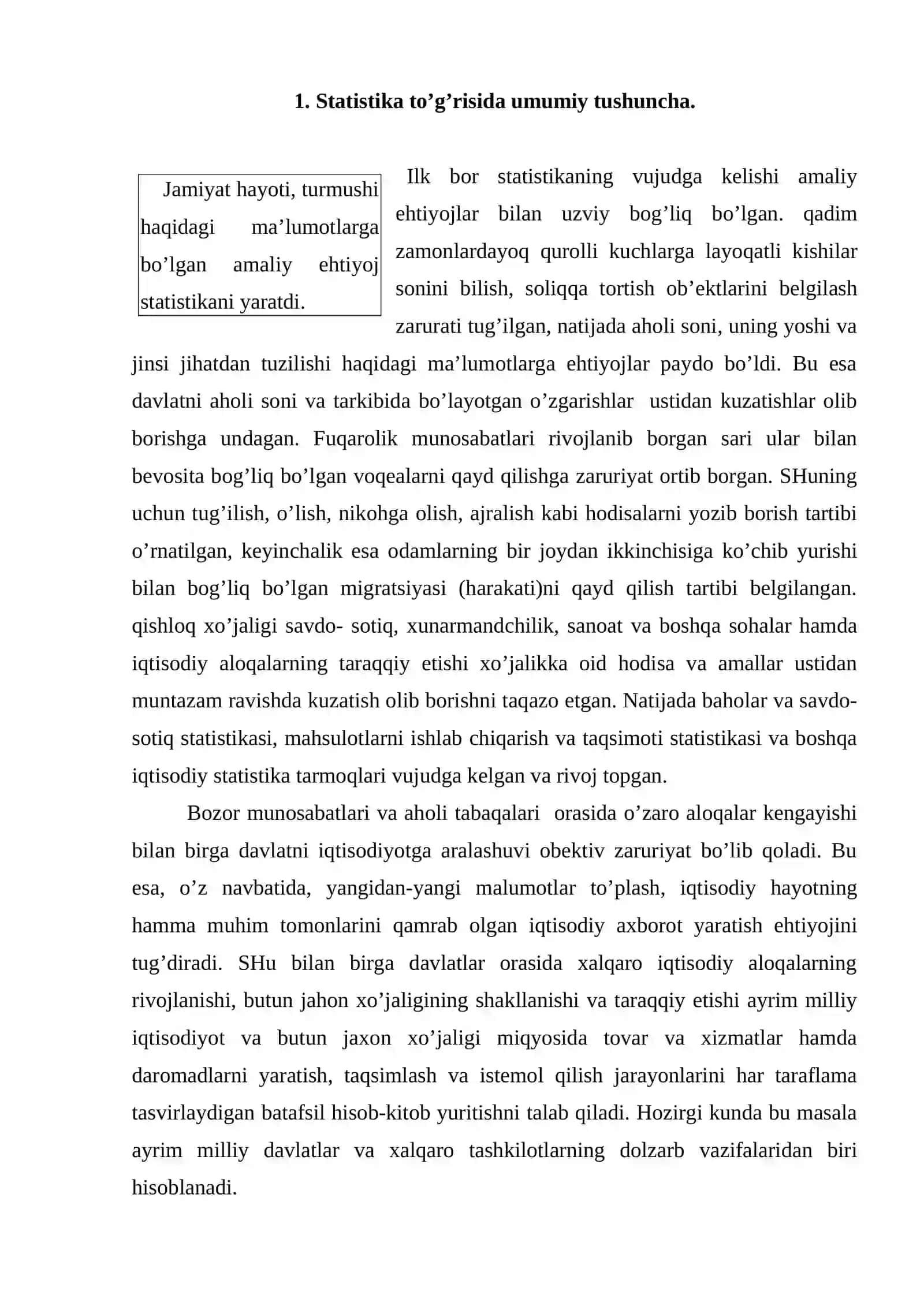 Statistika fanining predmeti va uslubi 2