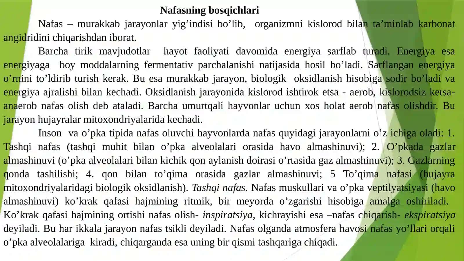 Nafas tizimi fiziologiyasi 2