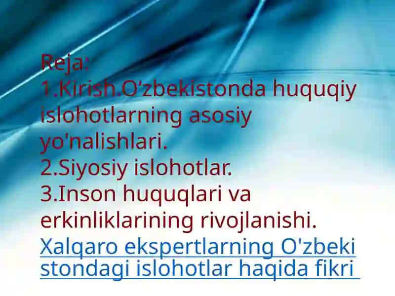 O‘zbekistondagi Huquqiy Va Siyosiy Islohotlar 2