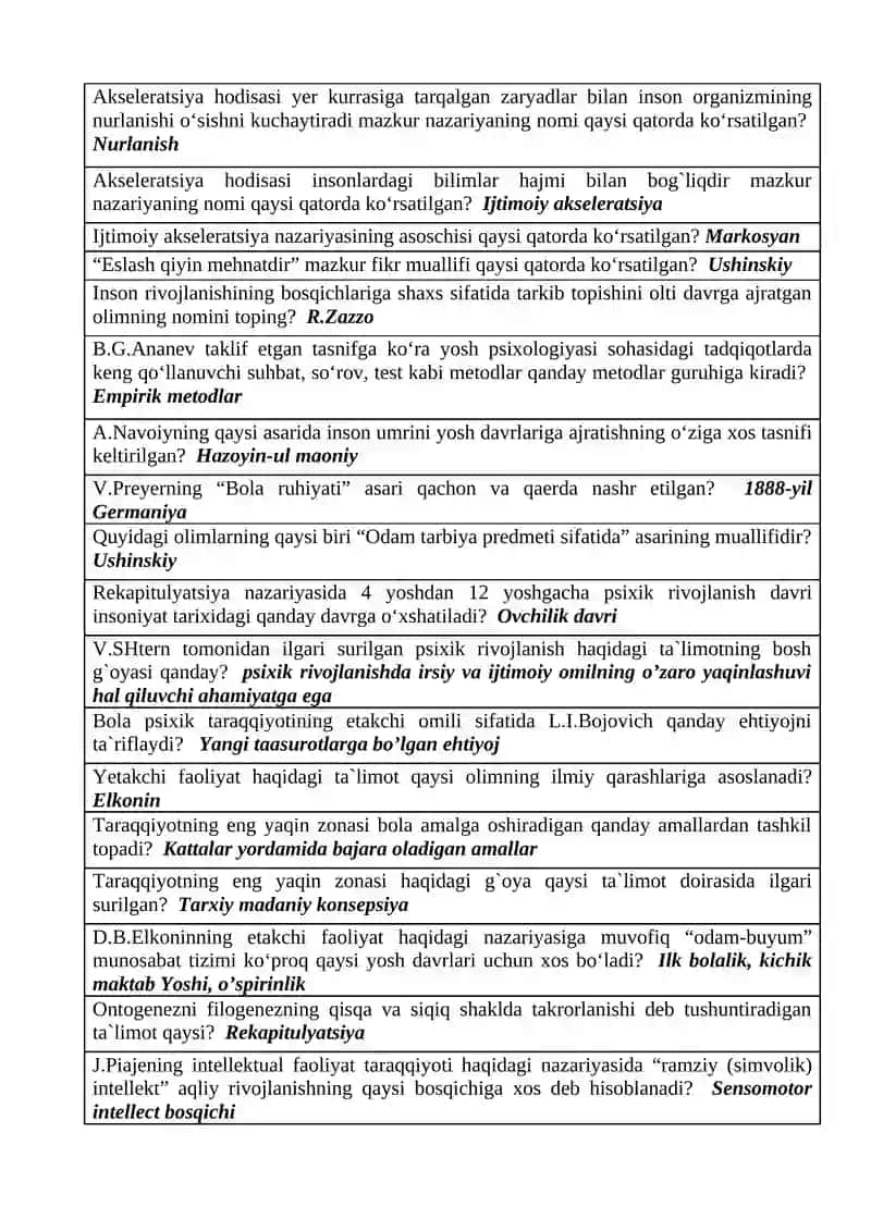 Inson ruhiyatining rivojlanish davrlarini aniqlash shu sohadagi ma’lumotlarni to’plash va ilmiy tadqiq etishni psixologiyaning qaysi sohasi o'rganadi? Rivojlanish psixologiyasi 2