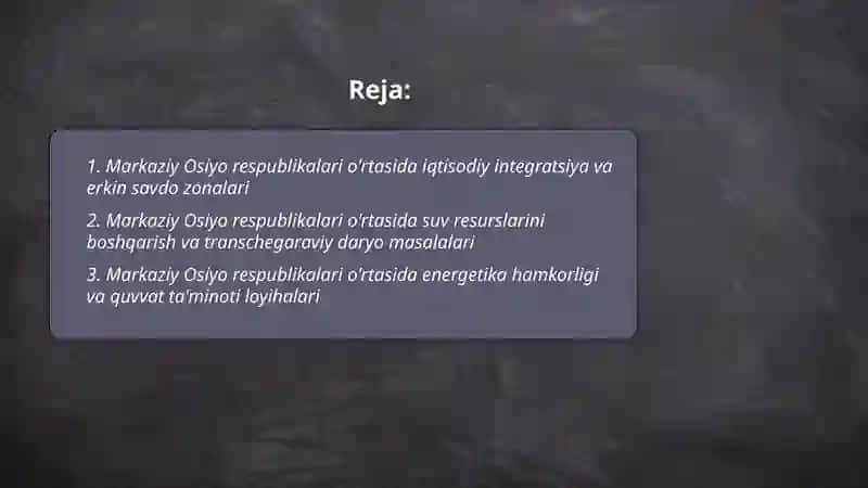 Iqtisodiy Integratsiya va Erkin Savdo Zonalari 2