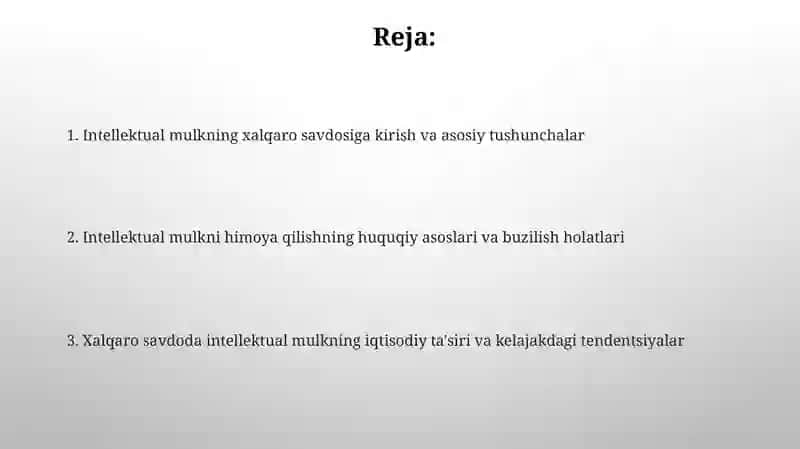 Intellektual mulkning xalqaro savdosi 2