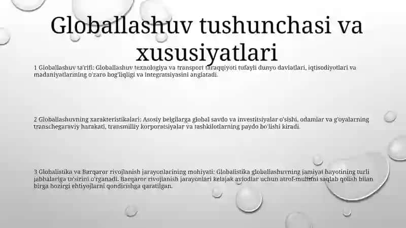 Globallashuv, Globalistika Va Barqaror Taraqqiyot Jarayonlarining Mohiyati. 2